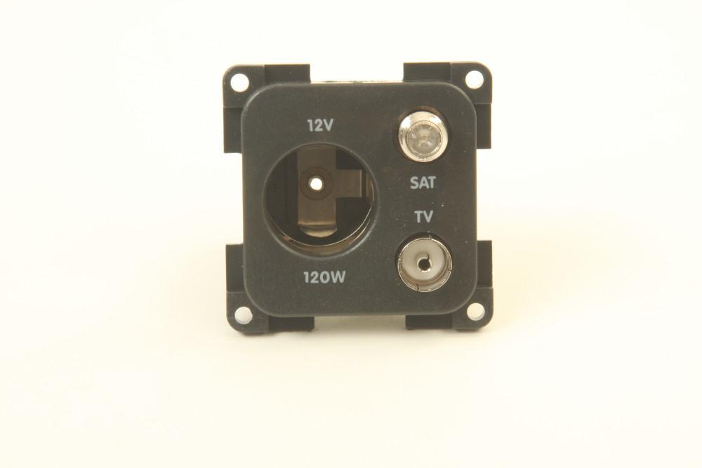 Presto Contactdoos 12V+TV+SAT Inbouw S-20.000 Zwart