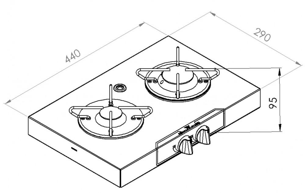 Navy Load Kookplaat Vrijstaand 2-Pits 290x440