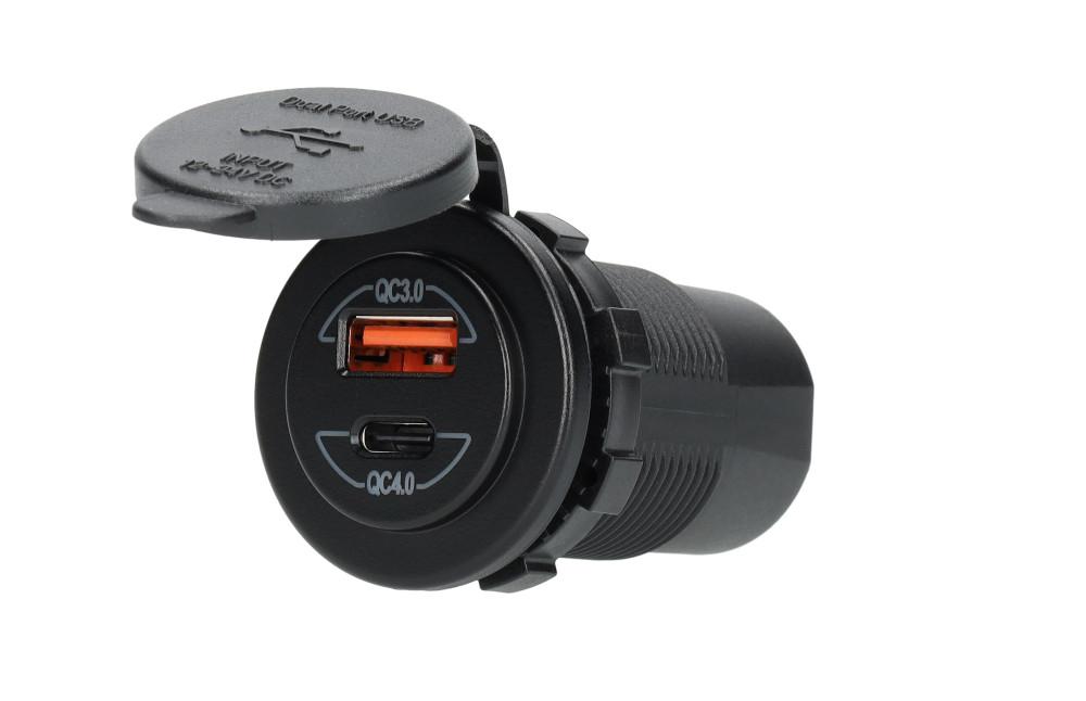 Power Line Contactdoos USB-A QC3.0 + USB-C QC4.0 Lader
