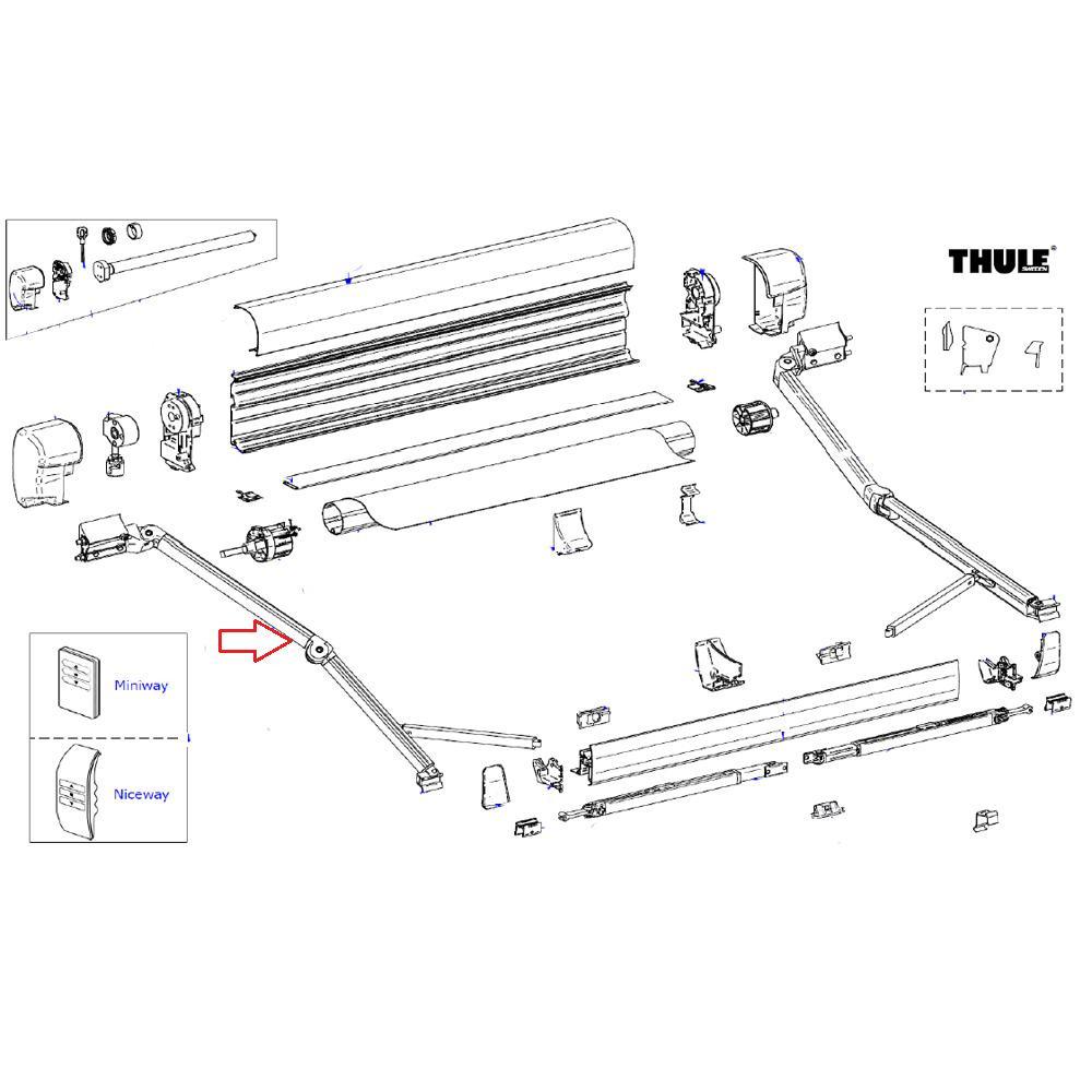 Thule 8000 Knikarm links 3.5m