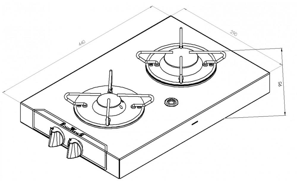 Navy Load Kookplaat Vrijstaand 2-Pits 440x290