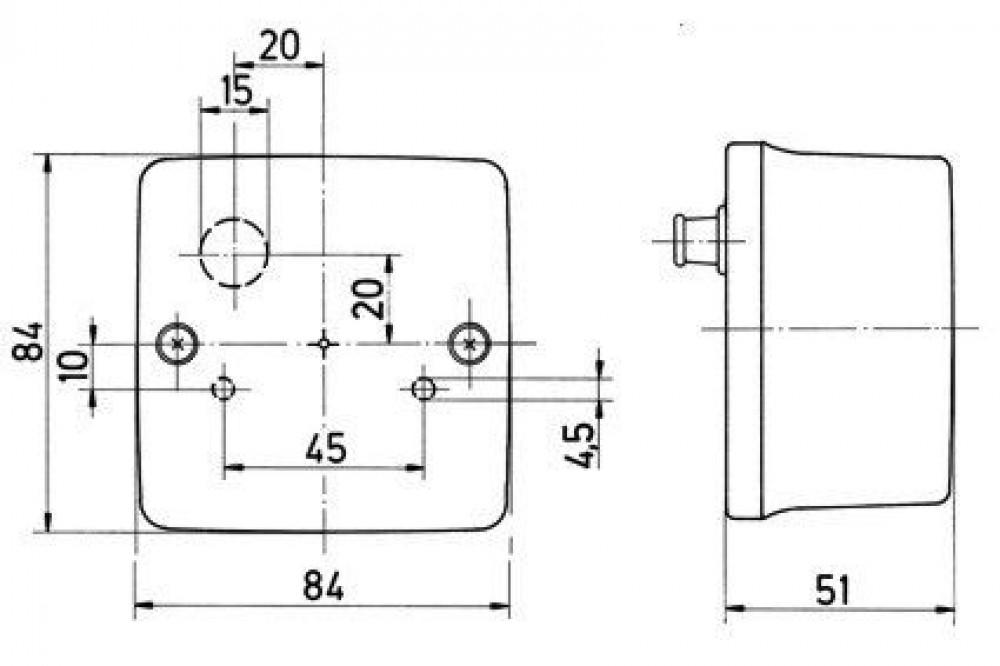 Jokon Mistlicht SN3009 Vierkant Rood