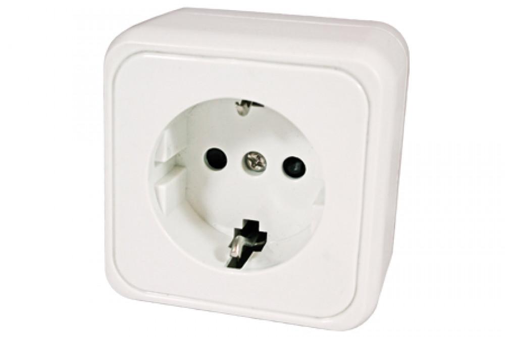 Contactdoos Enkel 230V Opbouw Wit