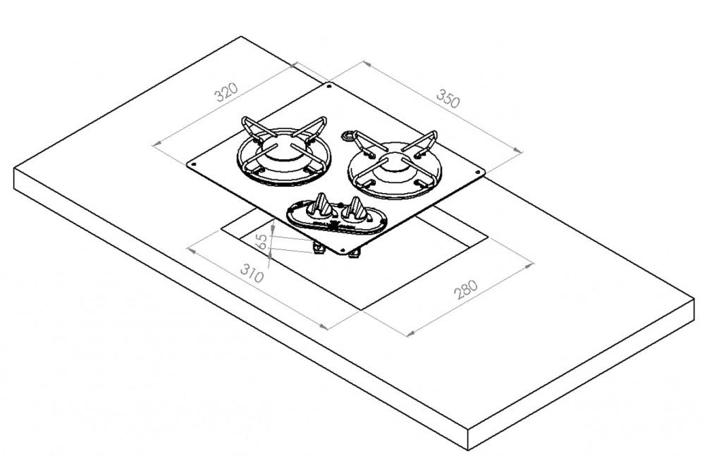 Navy Load Kookplaat RVS 2-Pits 350x320