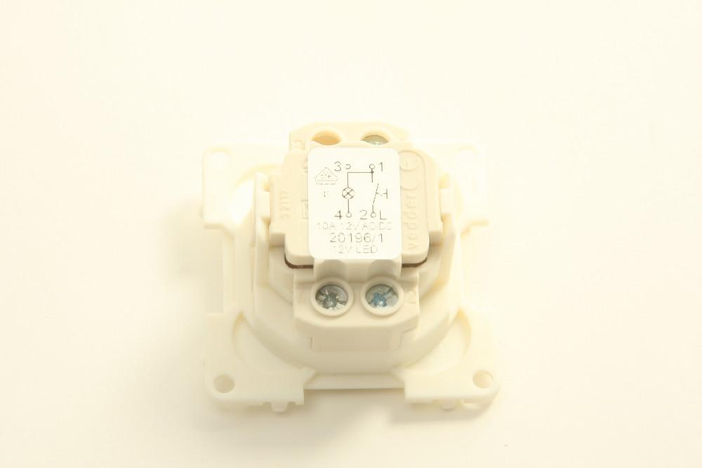 Presto Wipschakelaar met LED Lampje 12V 1-Polig Inbouw S-20.000 Wit