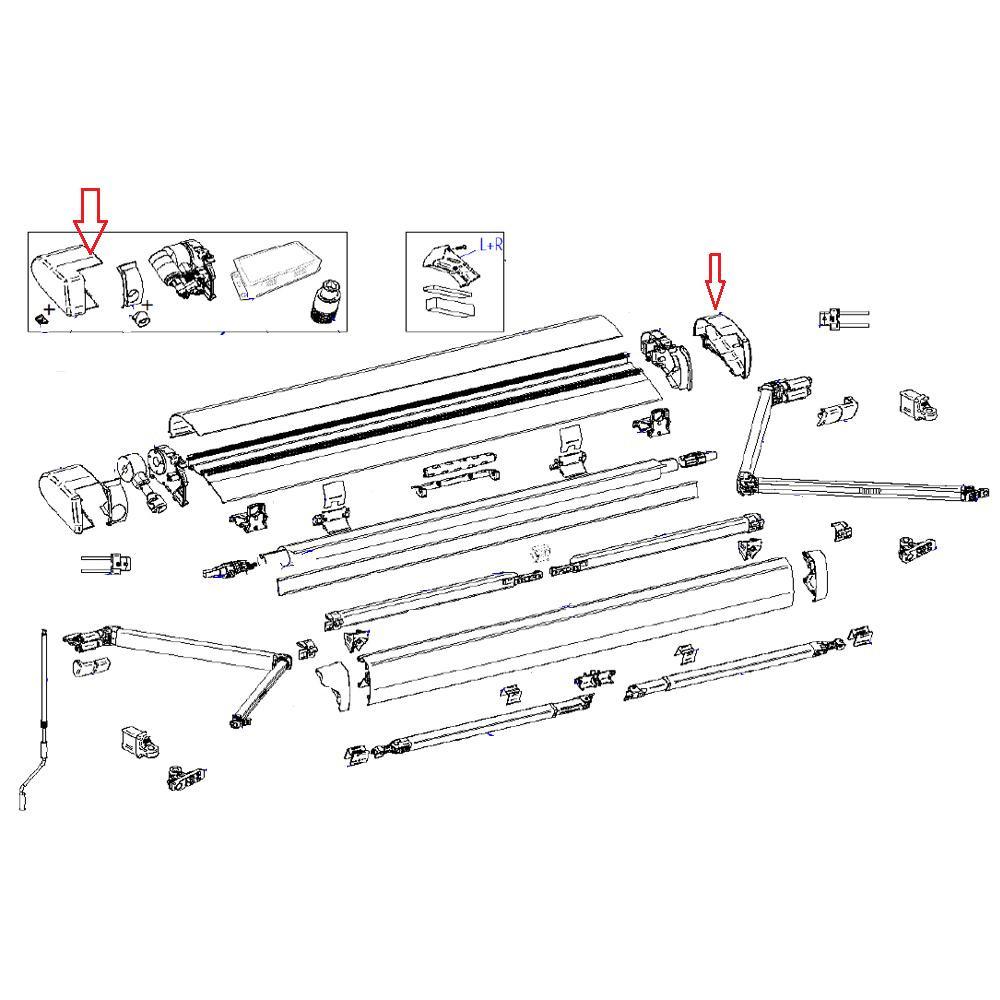Thule 6300 Eindkap Motor 12V L+R Wit