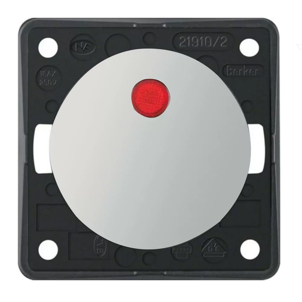 Berker Aan/Uitschakelaar Flow/Pure met Lampje Inbouw Chroom Hoogglans 230V
