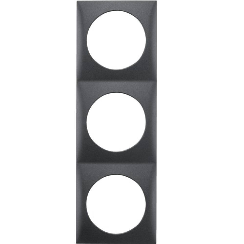 Berker Afdekraam Flow 3-Vaks Antraciet Mat