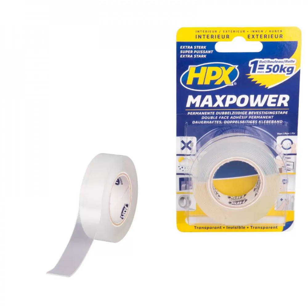 HPX Max Power Bevestigingstape 2mtrx19mm Transparant