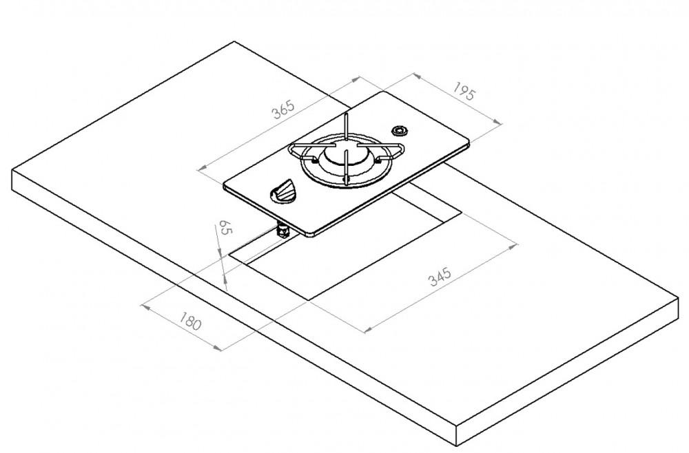 Navy Load Kookplaat 1-Pits 365x195