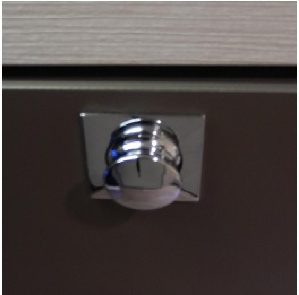 Mini Knop+Ring Vierkant Pushlock Glanzend Chroom 2st.