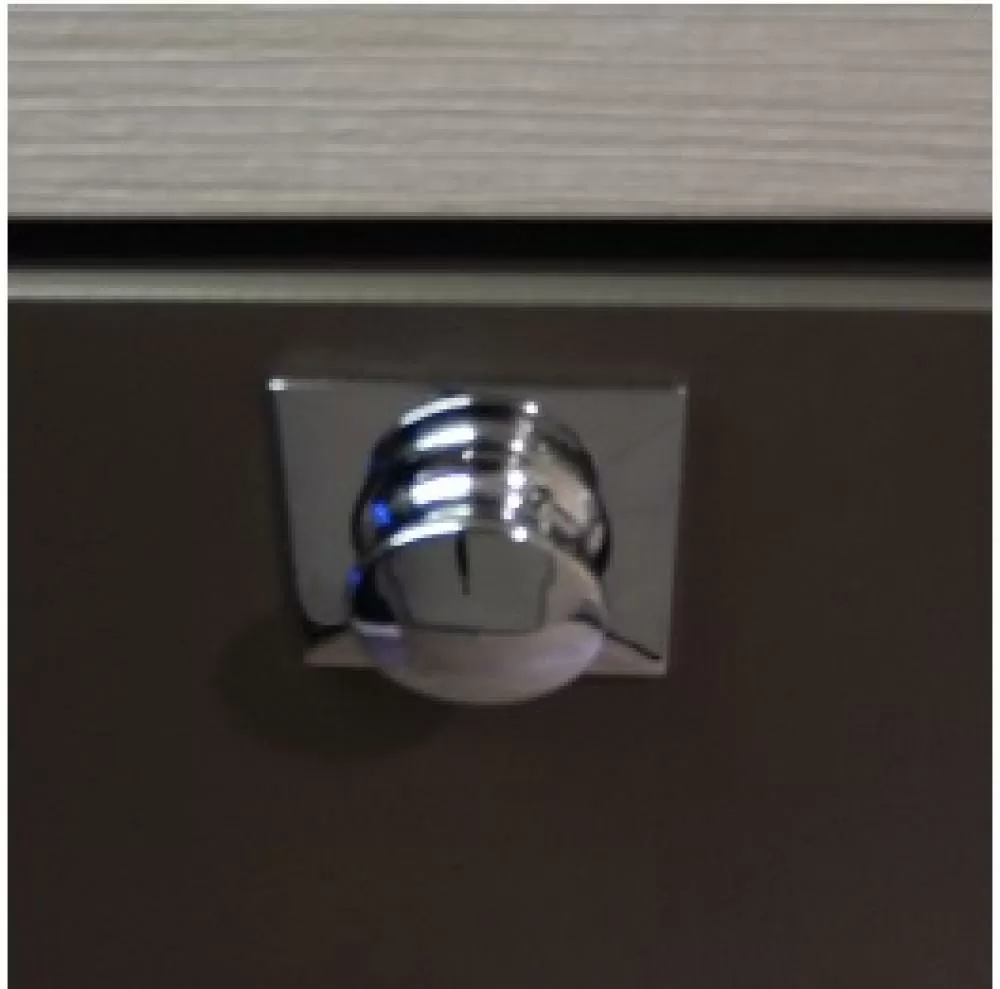 Mini Knop+Ring Vierkant Pushlock Glanzend Chroom 2st.