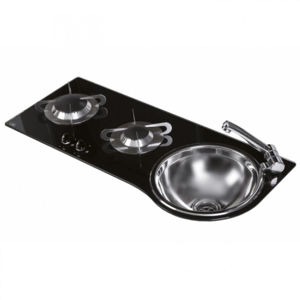 Can  Kookplaat 2-Pits met Spoelbak Rechts PV1364 Crystal