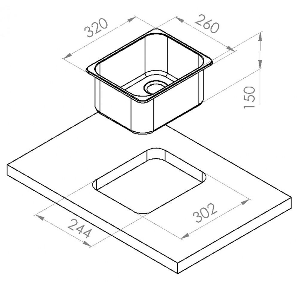 Navy Load Spoelbak Rechthoekig RVS 320x260